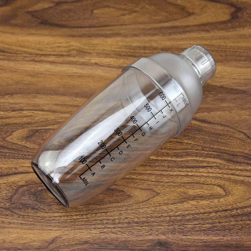 FEOOWV Plastic Cocktail Shaker, Hand Drink Mixer Boba Tea Shaker Cup with Scales,Bar Tool Transparent (24 oz / 700cc) - Image 5